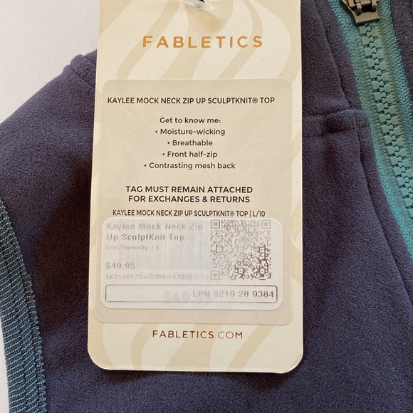 NWT Fabletics Kaylee Mock Neck Zip Up Sculptknit Top - L - Picture 4 of 7
